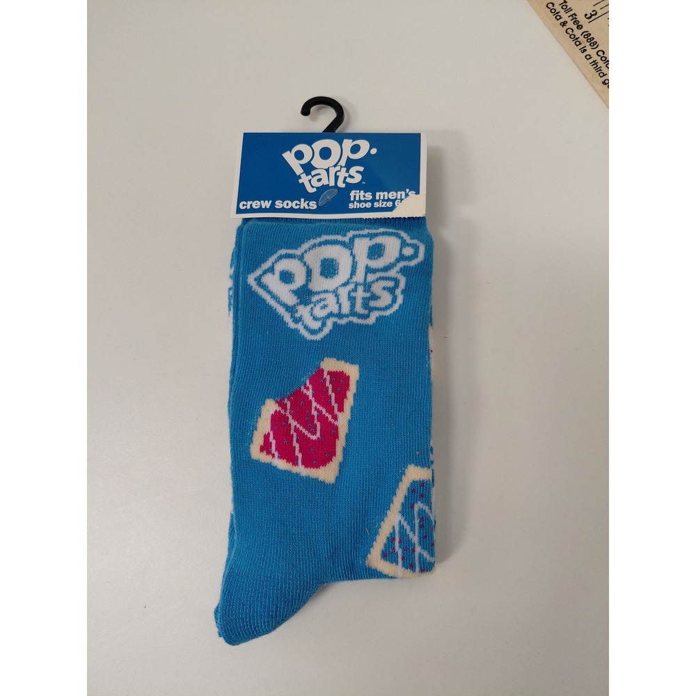 Pop Tarts Mens Crew Socks Blue Frosted Strawberry Pastry Food Novelty NWT 6-12‎
